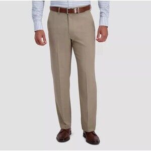 Haggar H26 Men's Premium Stretch Classic Fit Dress Pants - Khaki 34x32